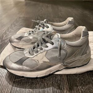 Golden Goose Dad Star Silver Women’s Sneakers
